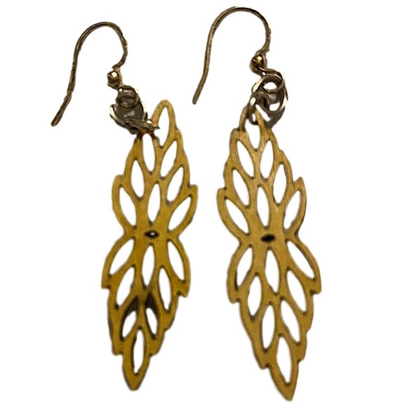 Blossoms Green Jewels Wood Cut Earrings NEW - Picture 2 of 5